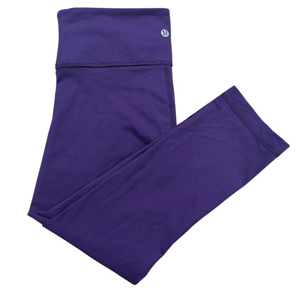 Lululemon Wunder Under Crop Leggings Purple Athletic Pants Activewear‎ Size 6 - Picture 1 of 5